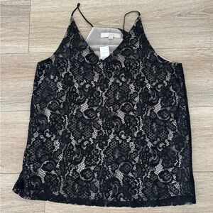 Loft Black Lace V-Neck Spaghetti Strap Tank Top NWT MEDIUM